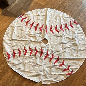 Baseball Themed Christmas Tree Holiday Tree Skirt Full Size